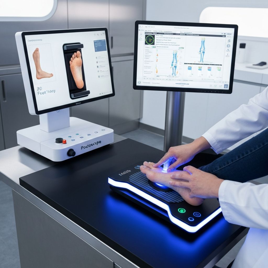 Advanced podiatry diagnostic technology including 3D foot scanner and podoscope at General Foot Care Arnold Nottingham