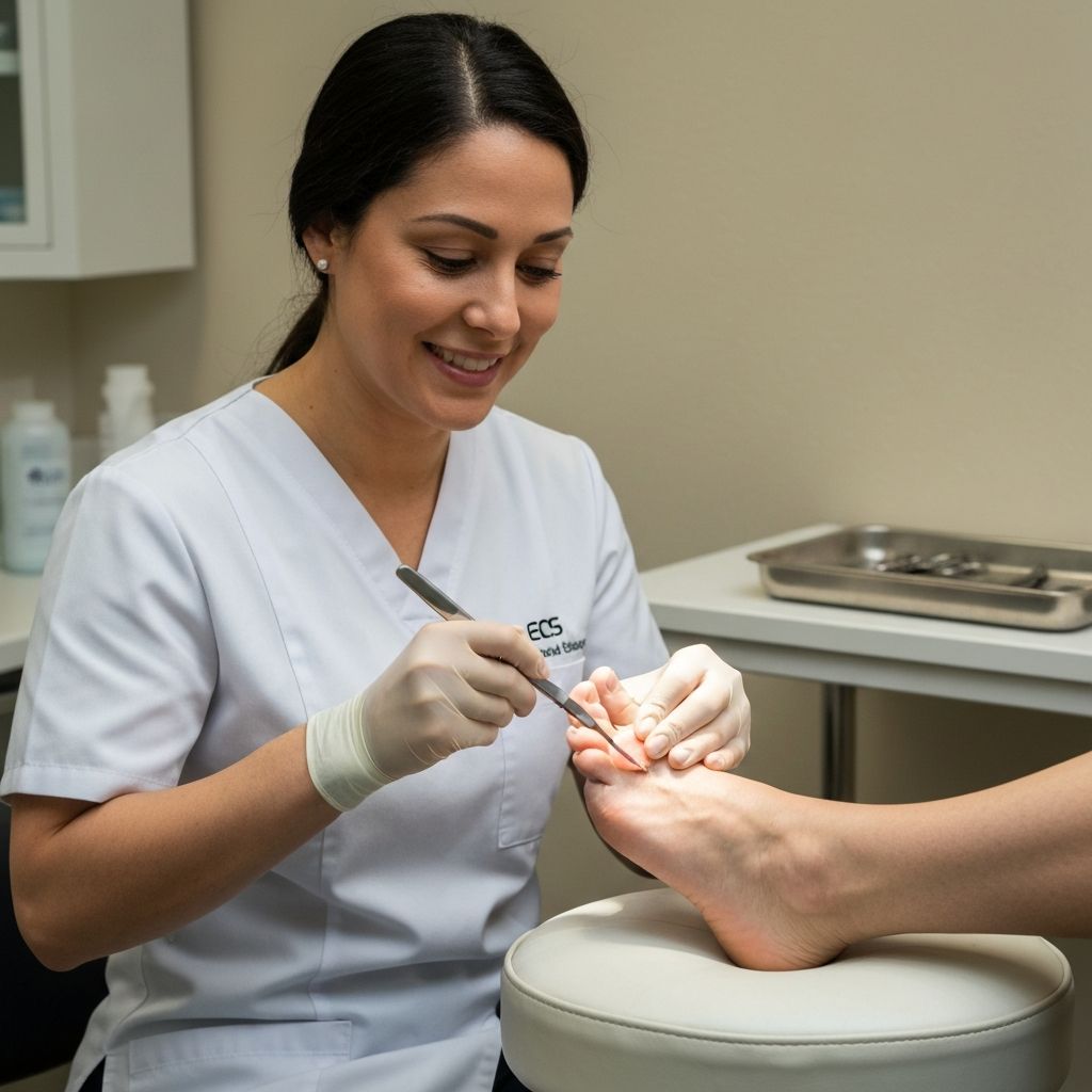 Podiatrist performing professional corn removal at General Foot Care clinic in Arnold, Nottingham