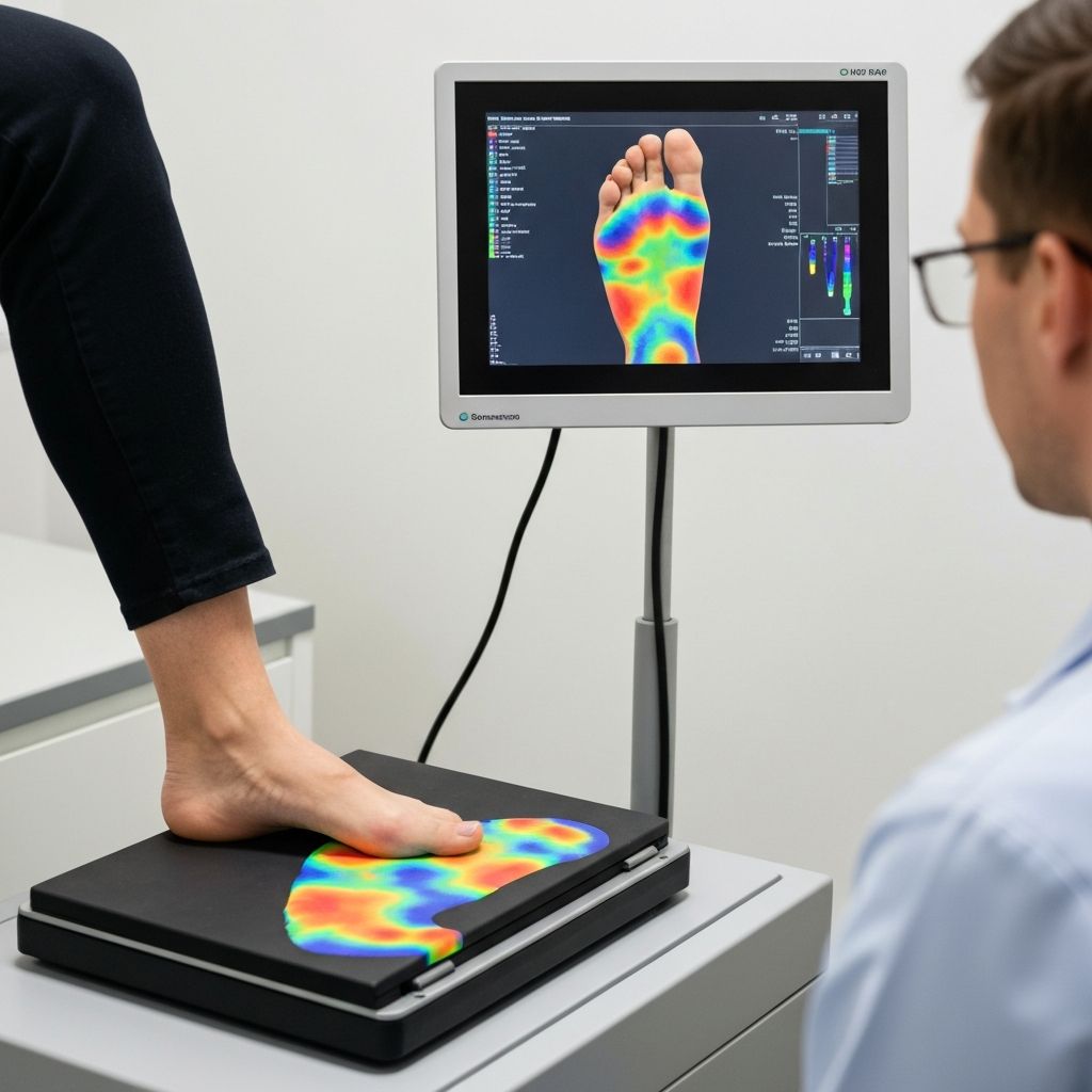 Podoscope pressure mapping analysis during gait assessment at General Foot Care clinic in Arnold, Nottingham