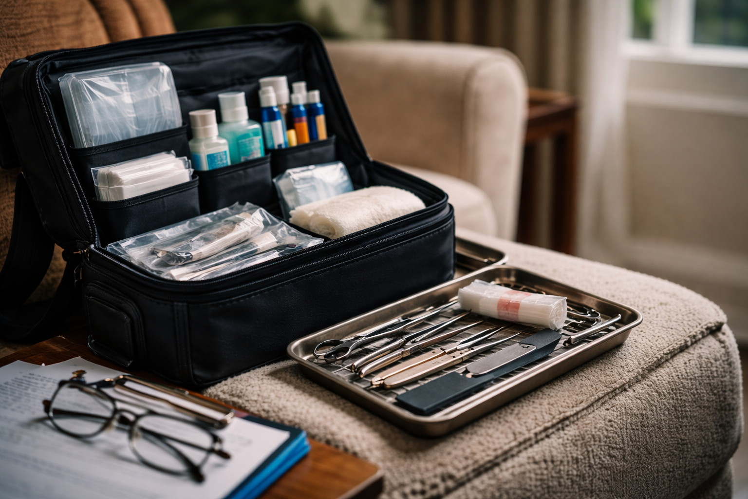 Mobile podiatry treatment in patient's home
