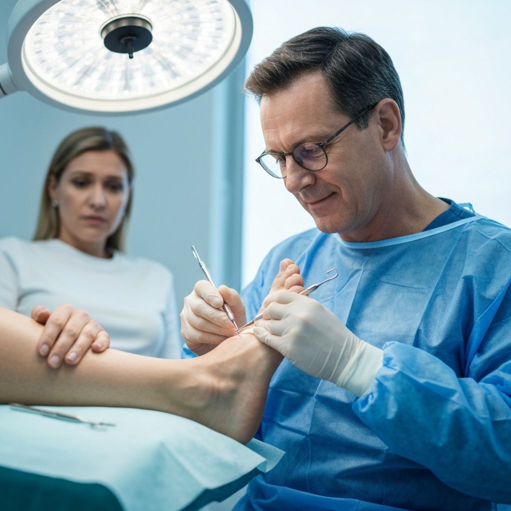 Podiatrist professionally cutting thick toenails at General Foot Care clinic in Arnold, Nottingham