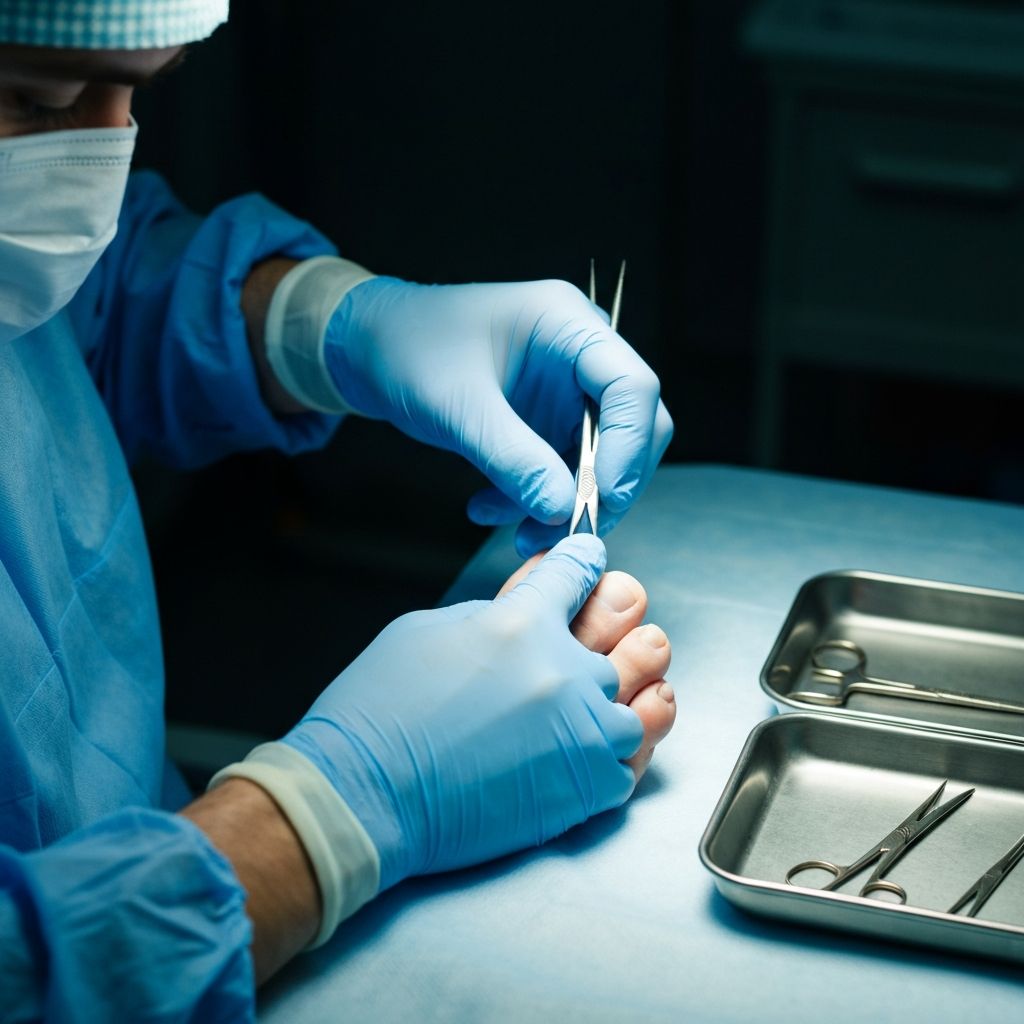 Nail surgery being performed by a podiatrist at General Foot Care in Arnold, Nottingham