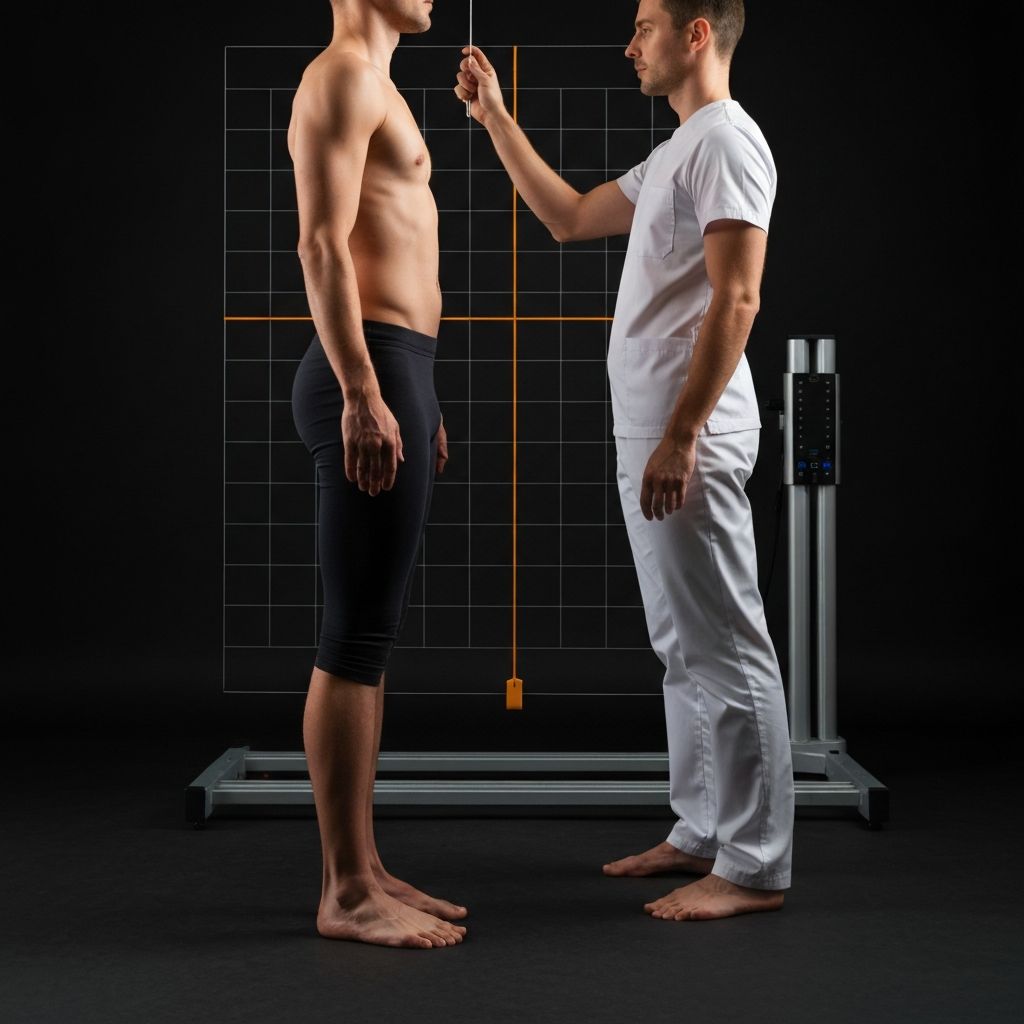 Professional podiatrist conducting a comprehensive posture and alignment assessment at General Foot Care clinic, Arnold Nottingham