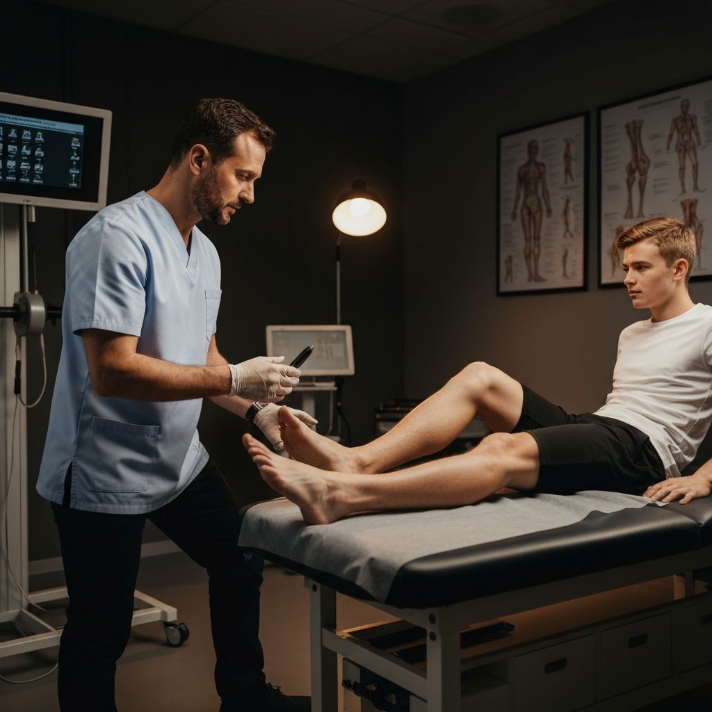 Podiatrist conducting sports injury assessment at General Foot Care clinic in Arnold, Nottingham